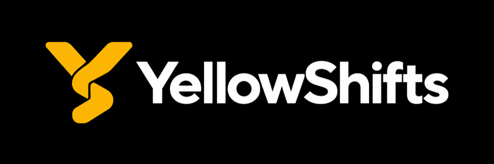 YellowShifts logo: a yellow Y mark beside the white YellowShifts wordmark on black.